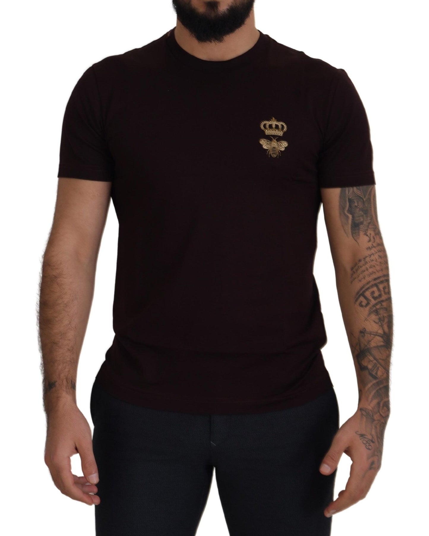 Elegant Bordeaux Crewneck Cotton Tee