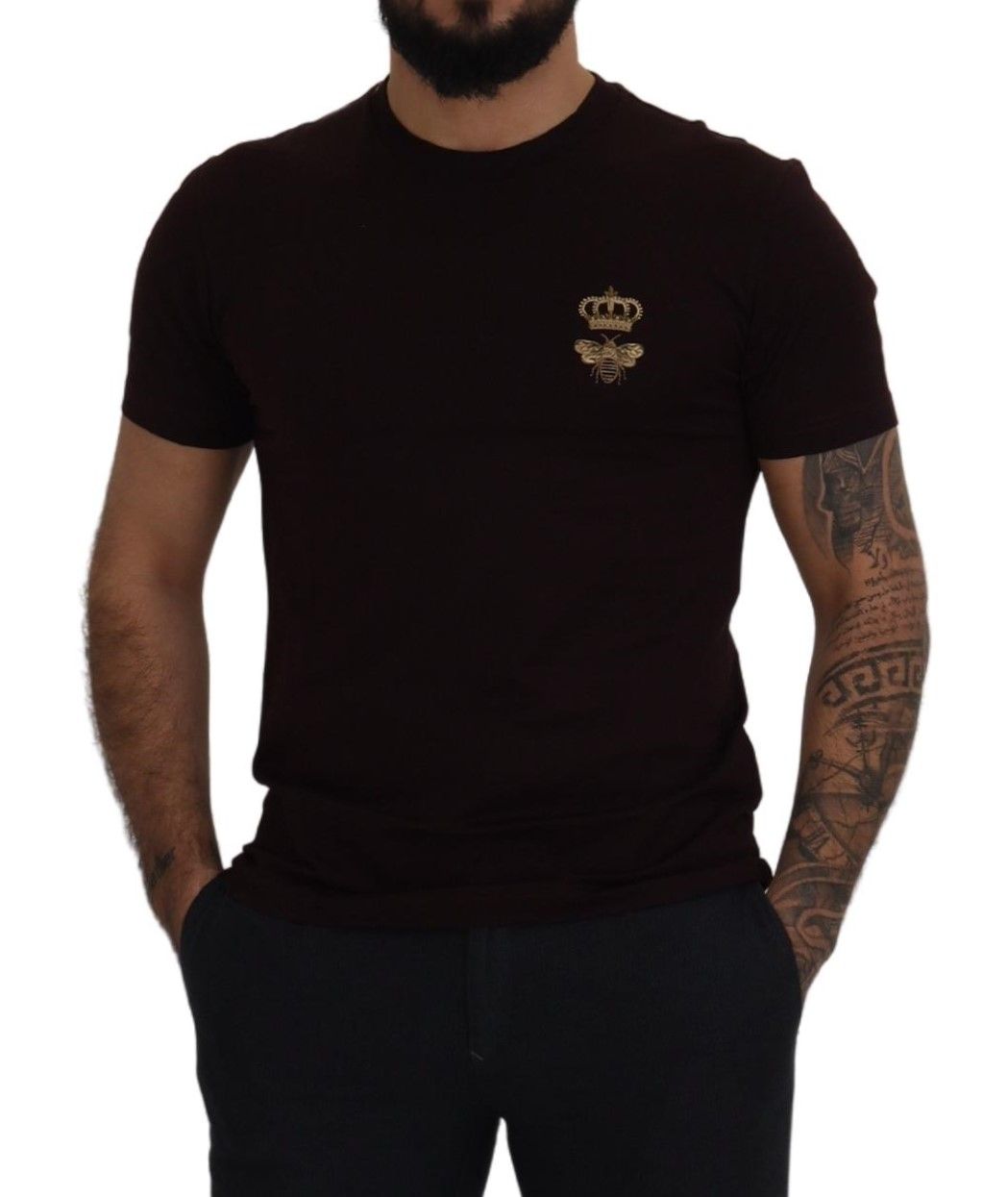 Elegant Bordeaux Crewneck Cotton Tee