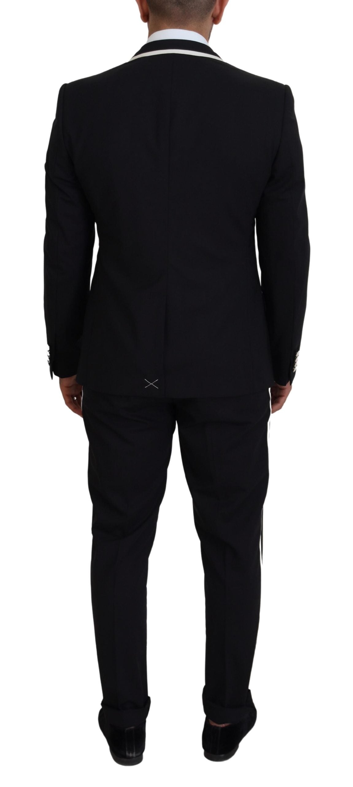 Elegant Black and White Slim Fit Three Piece Suit