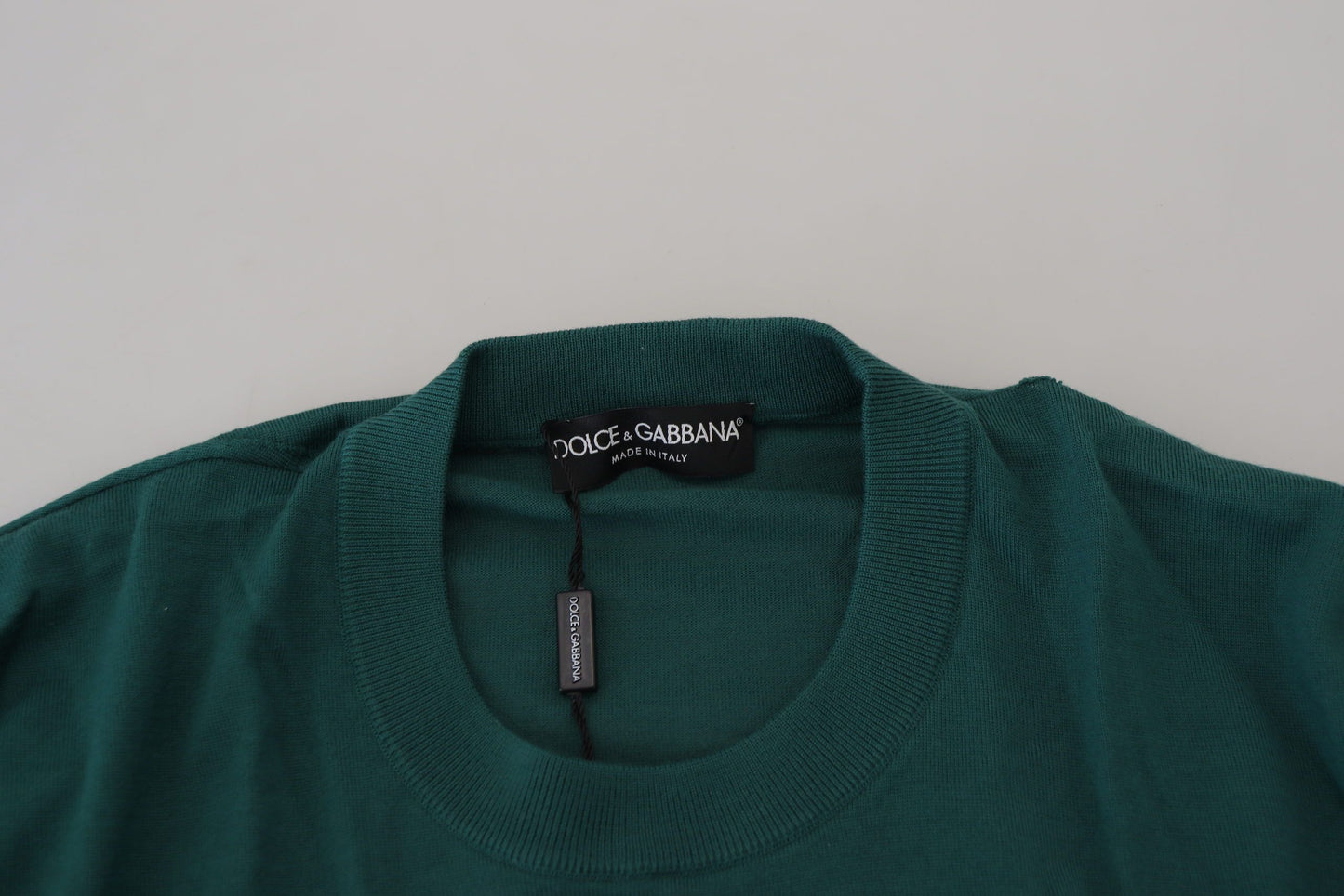 Regal Green Wool-Silk Blend Crewneck Sweater