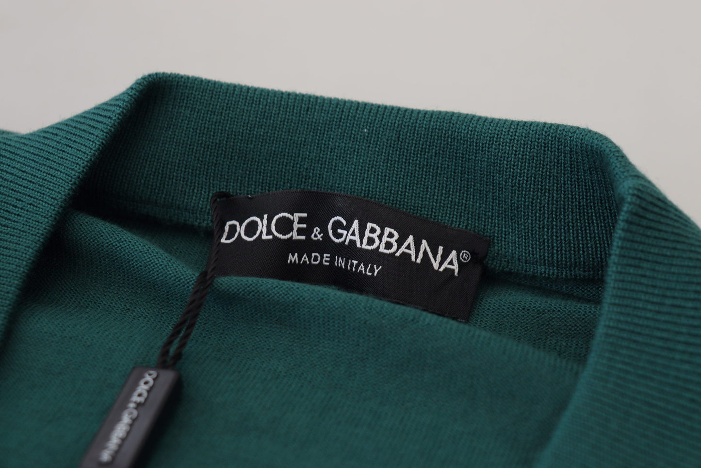 Regal Green Wool-Silk Blend Crewneck Sweater