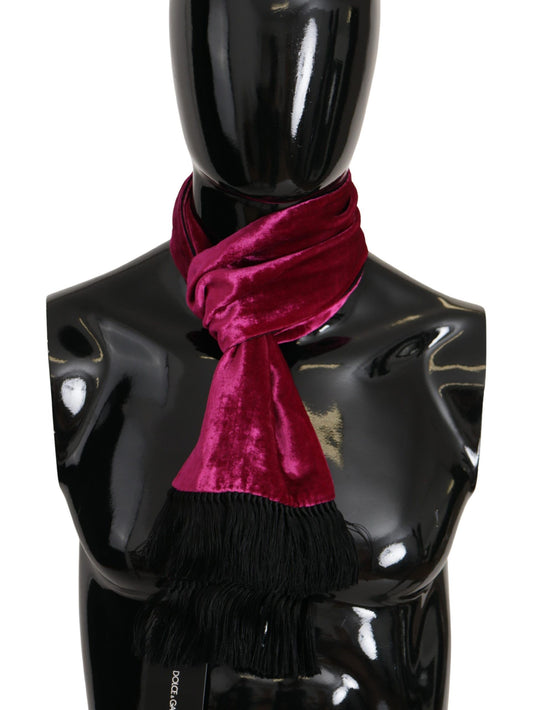 Bordeaux Velvet Magenta Neck Wrap Fringes Scarf