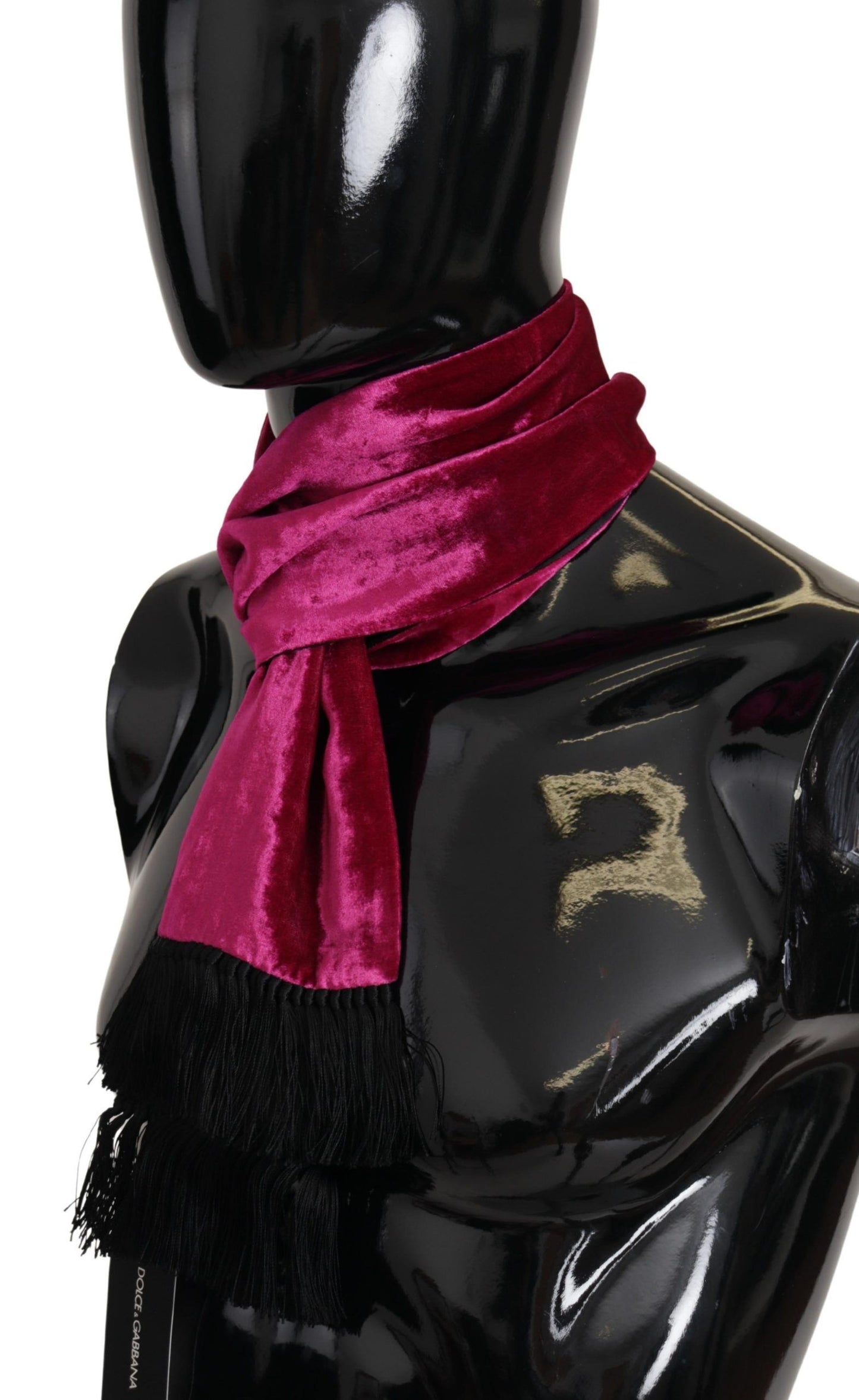 Bordeaux Velvet Magenta Neck Wrap Fringes Scarf