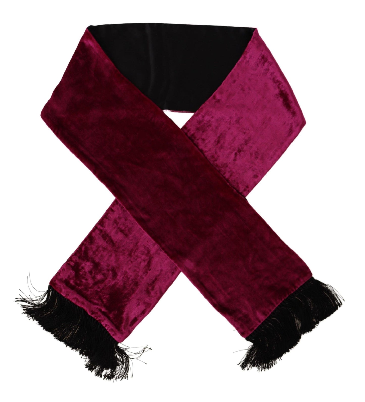 Bordeaux Velvet Magenta Neck Wrap Fringes Scarf