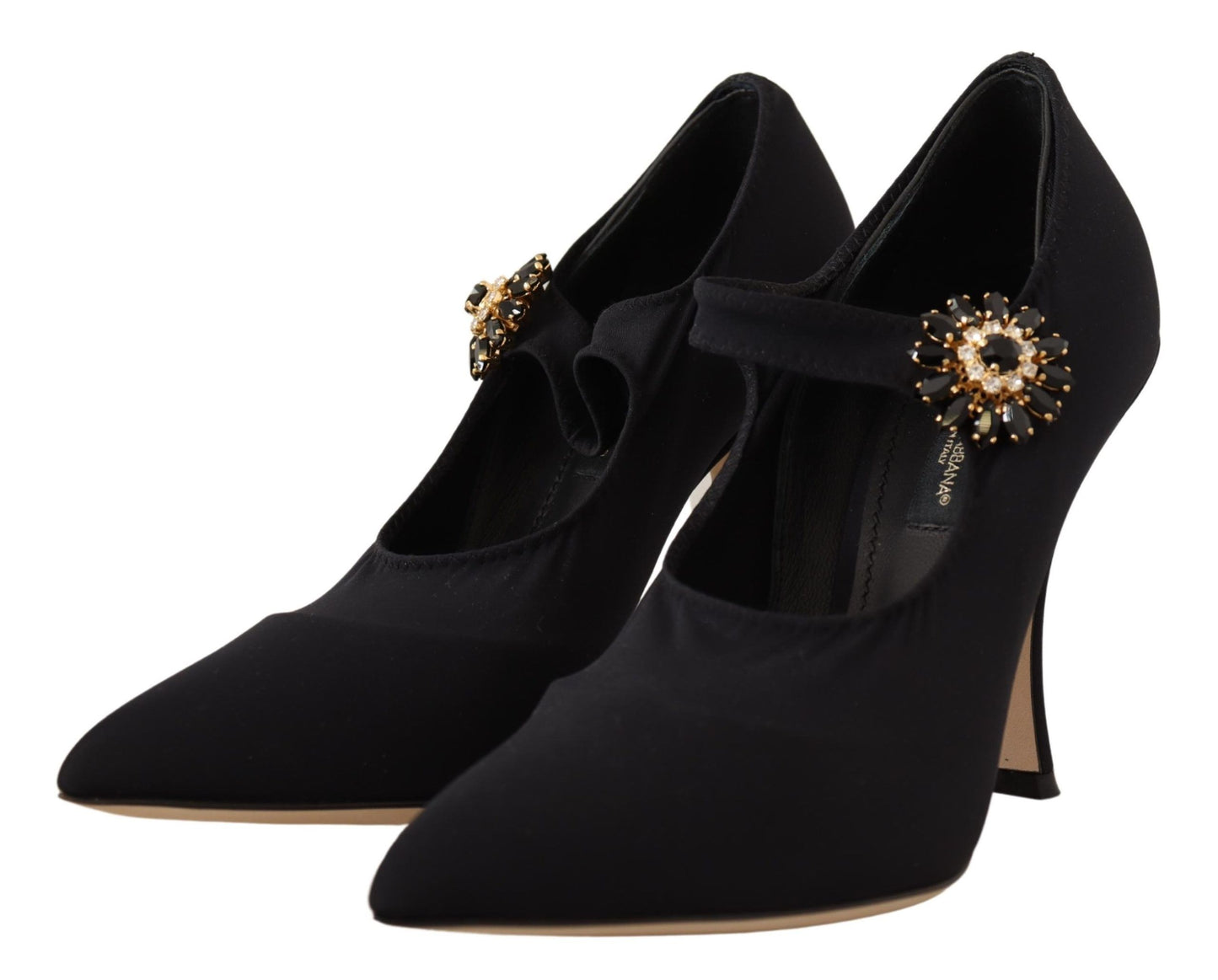 Stunning Black Appliqué Mary Jane Pumps