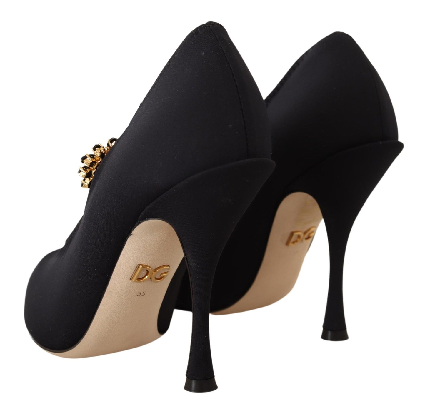 Stunning Black Appliqué Mary Jane Pumps