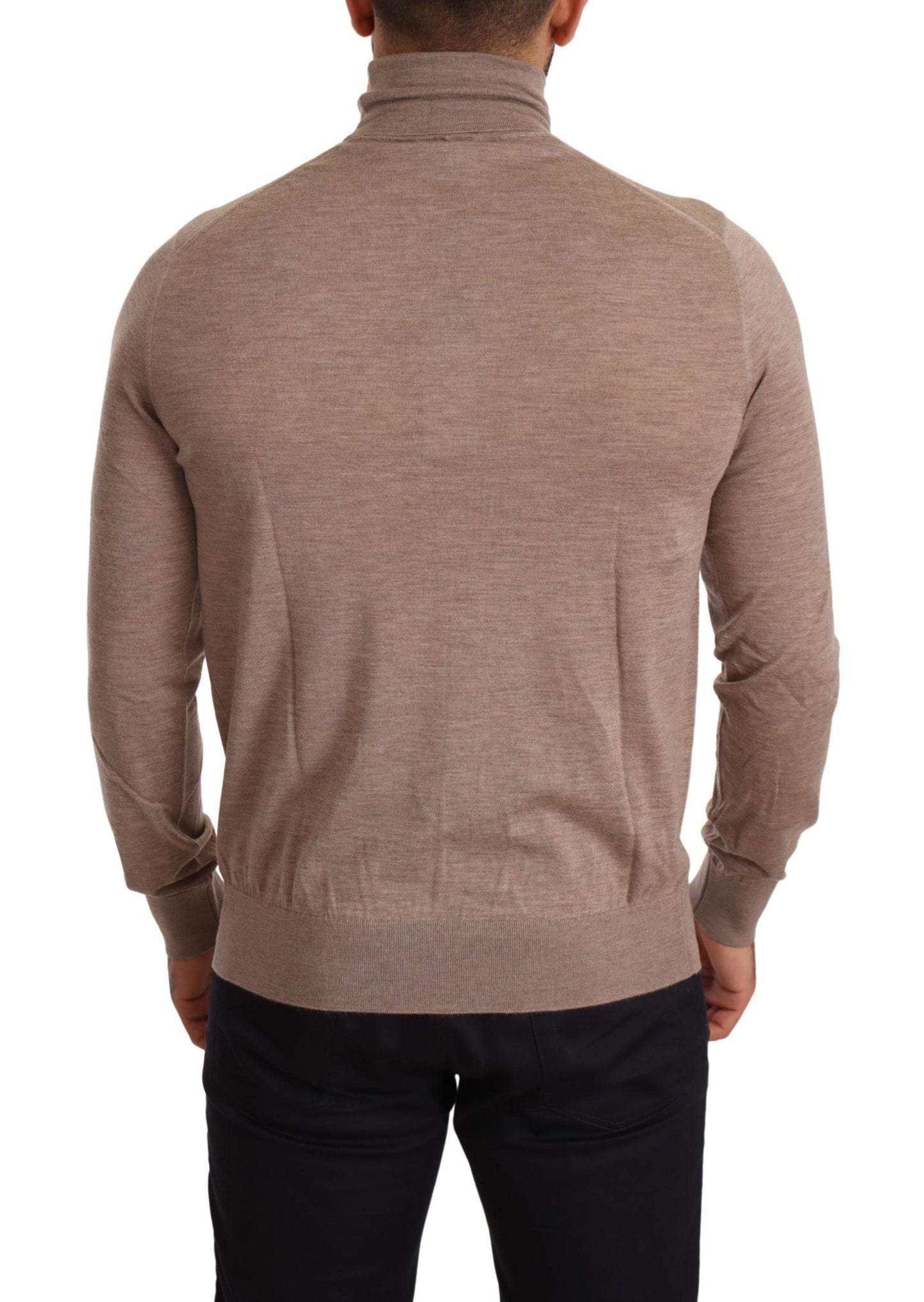 Brown Cashmere Turtleneck Pullover Sweater