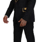 Elegant Black & Gold Slim Fit 3 Piece Suit
