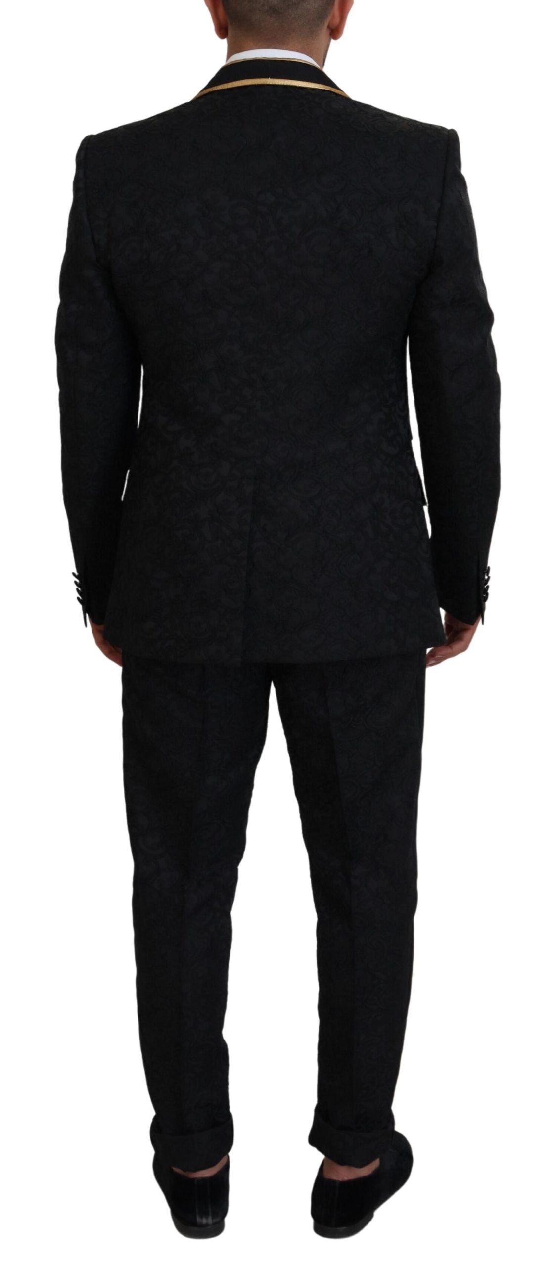 Elegant Black & Gold Slim Fit 3 Piece Suit