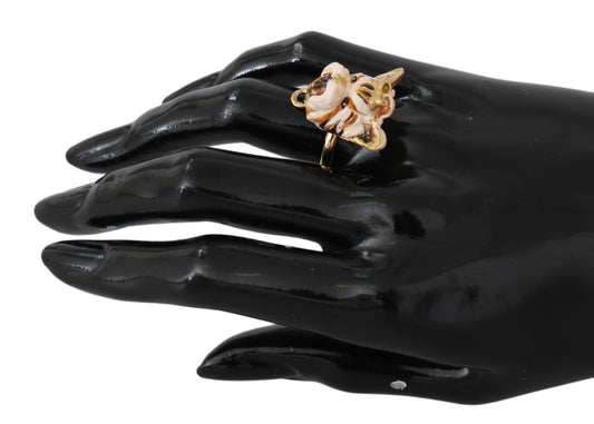 Glamorous Gold Dog Head Statement Ring