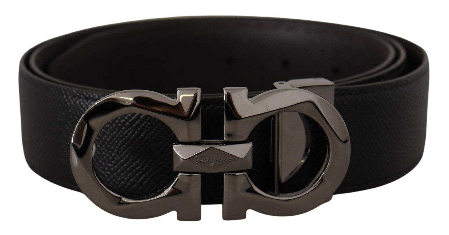 Elegant Reversible Leather Belt - Silver Buckle