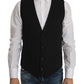 Sleek Gray Wool Blend Formal Vest