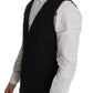 Sleek Gray Wool Blend Formal Vest