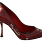 Red Sicily Motive Leather Heels Pumps