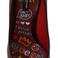Red Sicily Motive Leather Heels Pumps