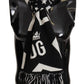 White Black DG Logo Star Printed Wool Fringe Scarf