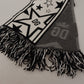 White Black DG Logo Star Printed Wool Fringe Scarf
