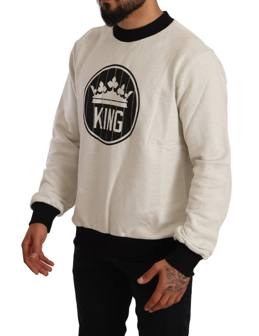 Regal Crown Motif Crewneck Sweater