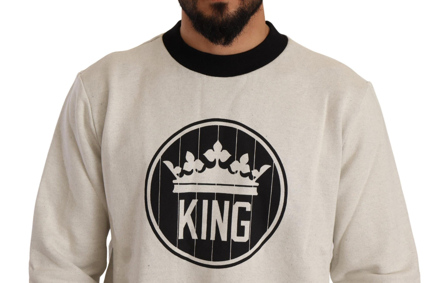 Regal Crown Motif Crewneck Sweater