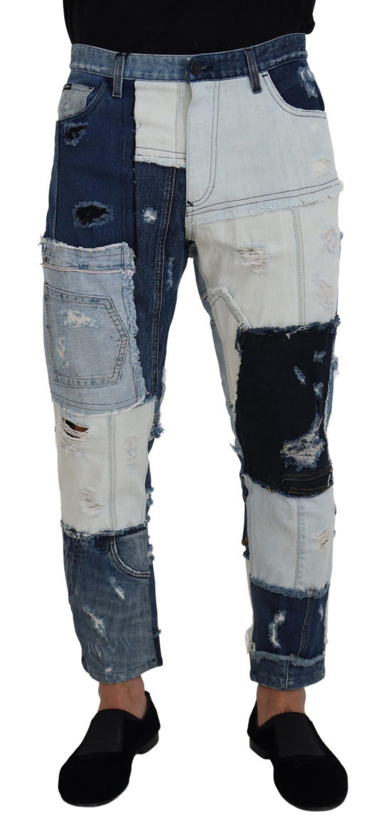 Elegant Patchwork Denim Pants