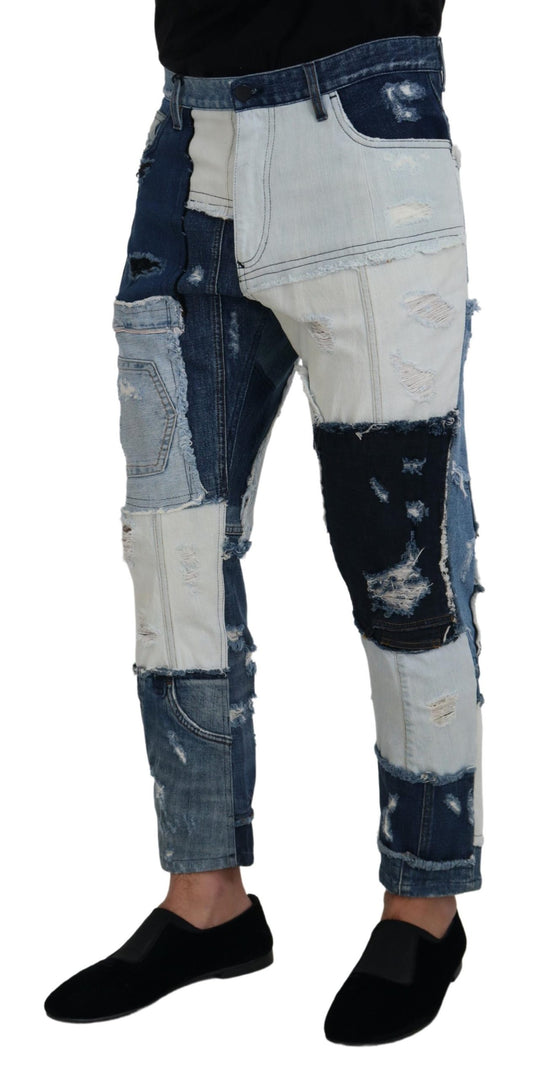 Elegant Patchwork Denim Pants