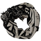 White Black DG Logo Star Printed Wool Fringe Scarf