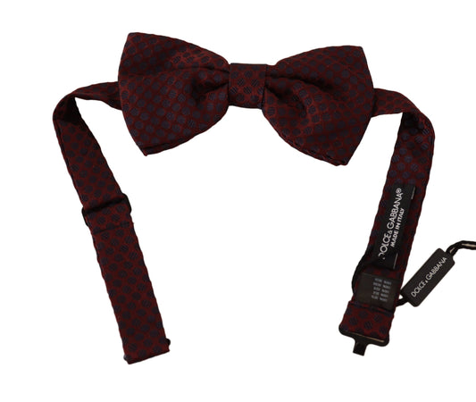 Maroon Silk Bow Tie with Dotted Pattern