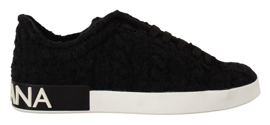 Elegant Monochrome Wool Blend Sneakers