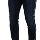 Blue Cotton Studded Low Waist Denim Jeans