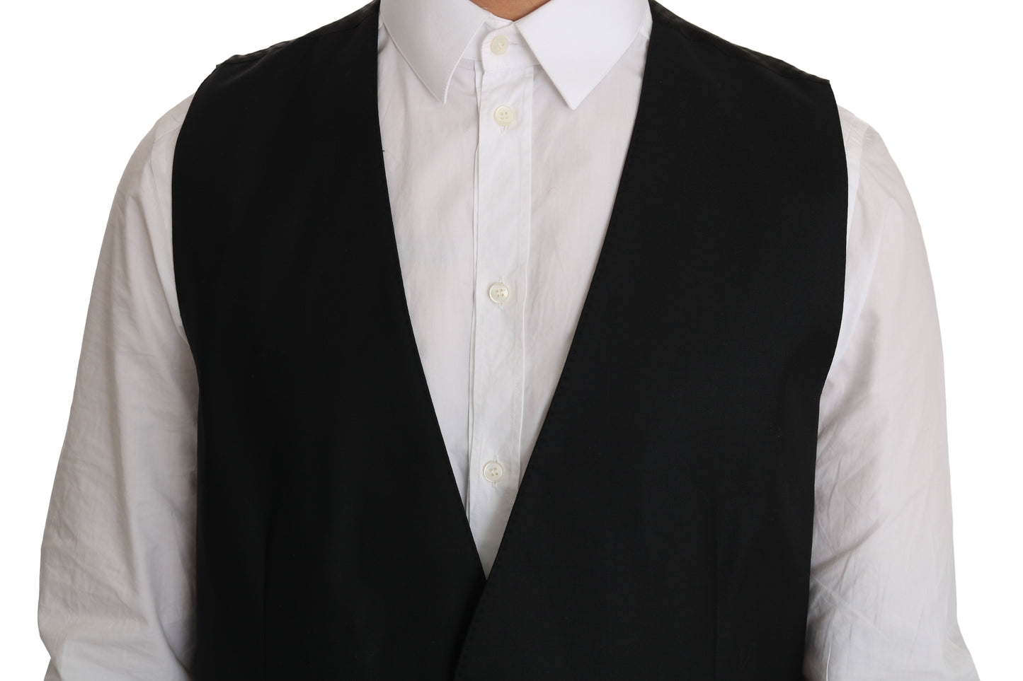 Elegant Black Formal Wool Blend Vest