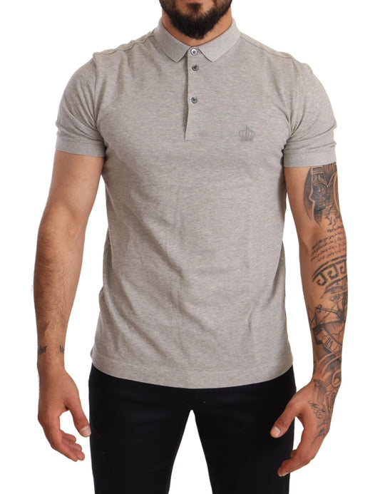 Elegant Gray Cotton Polo - Casual Luxury Tee