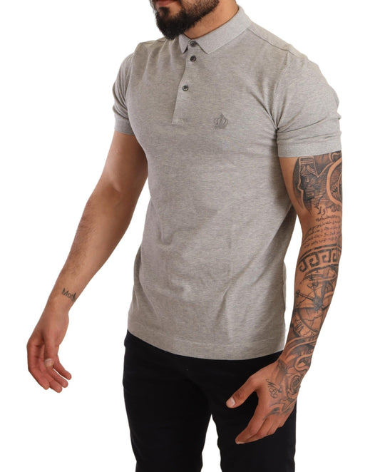 Elegant Gray Cotton Polo - Casual Luxury Tee