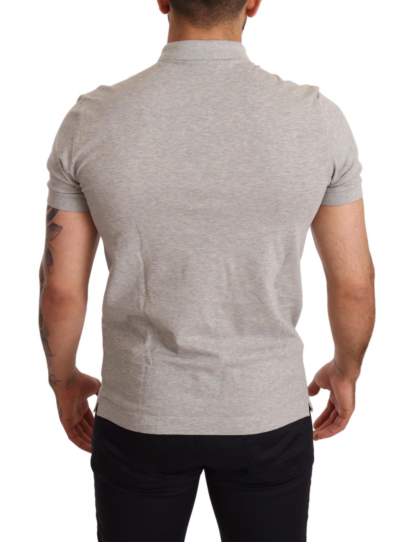 Elegant Gray Cotton Polo - Casual Luxury Tee