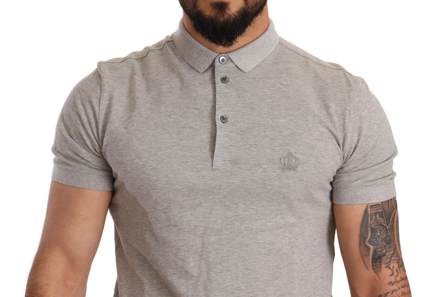 Elegant Gray Cotton Polo - Casual Luxury Tee