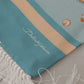 Blue Silk Shiny Shell-Print Neck Wrap Fringed Scarf