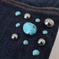Blue Cotton Studded Low Waist Denim Jeans