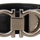 Reversible Marine Blue and Black Calf Leather Belt