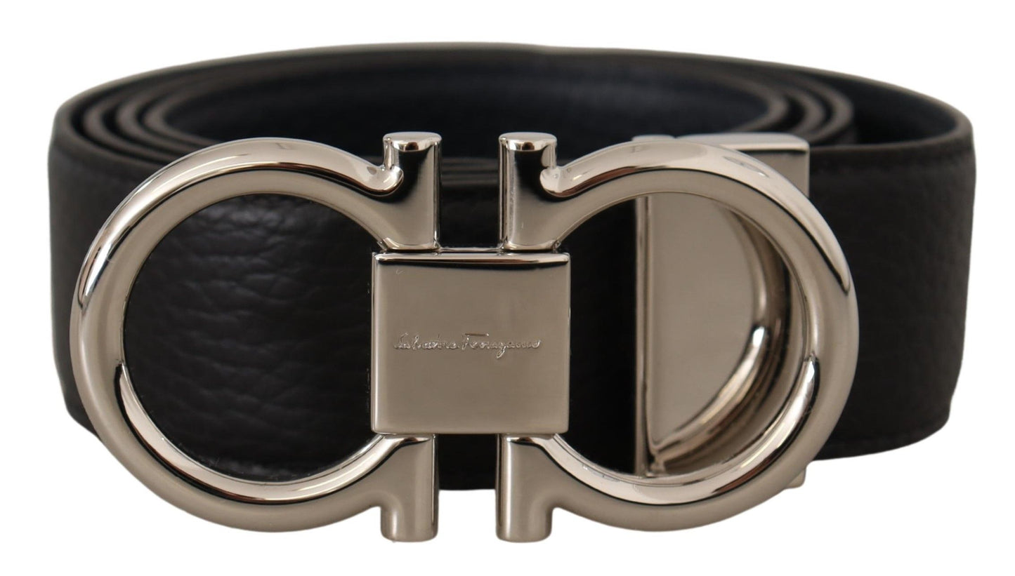 Reversible Marine Blue and Black Calf Leather Belt