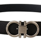 Reversible Marine Blue and Black Calf Leather Belt