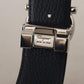 Reversible Marine Blue and Black Calf Leather Belt