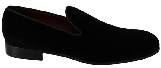 Chic Black Velvet Loafers for Men