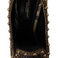 Gold Crystal Square Toe Brocade Pumps Shoes