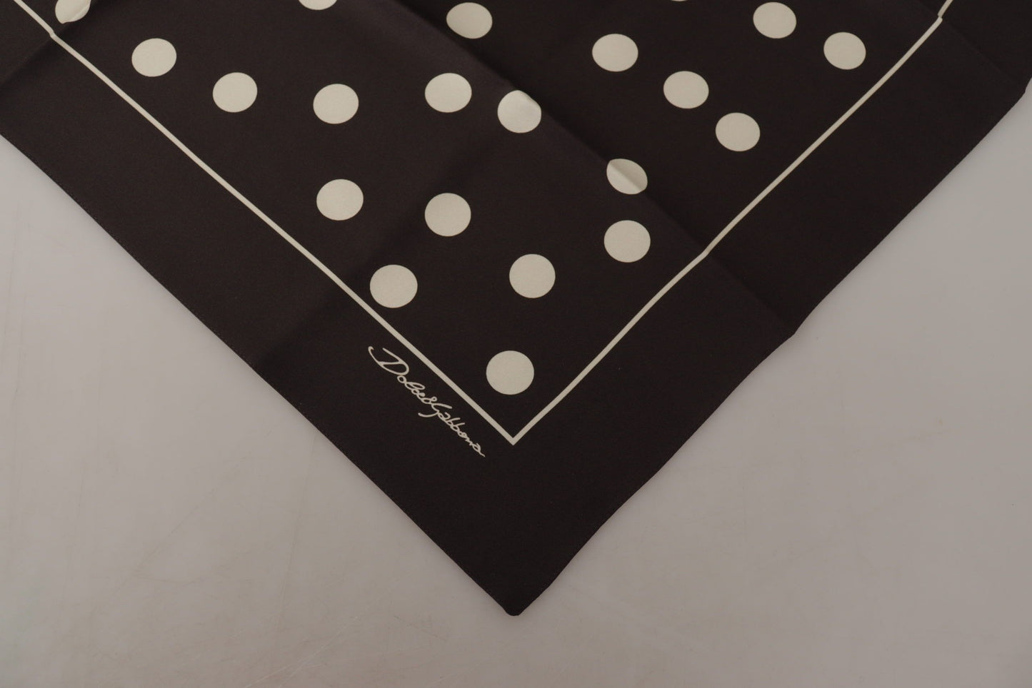 Black Silk Dotted Square Bandana Handkerchief Scarf