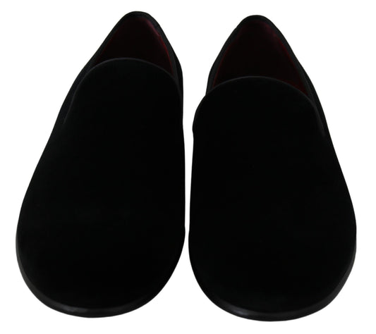 Chic Black Velvet Loafers for Men