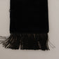 Blue Silk Blend Skinny Wrap Shawl Fringe Velvet Scarf