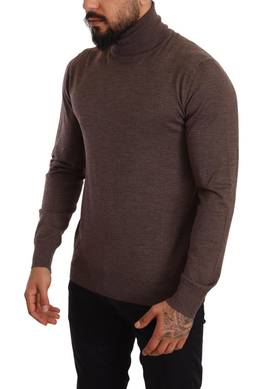 Elegant Turtleneck Wool Sweater in Brown