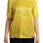Yellow Silk Short Sleeve Blouse T-shirt