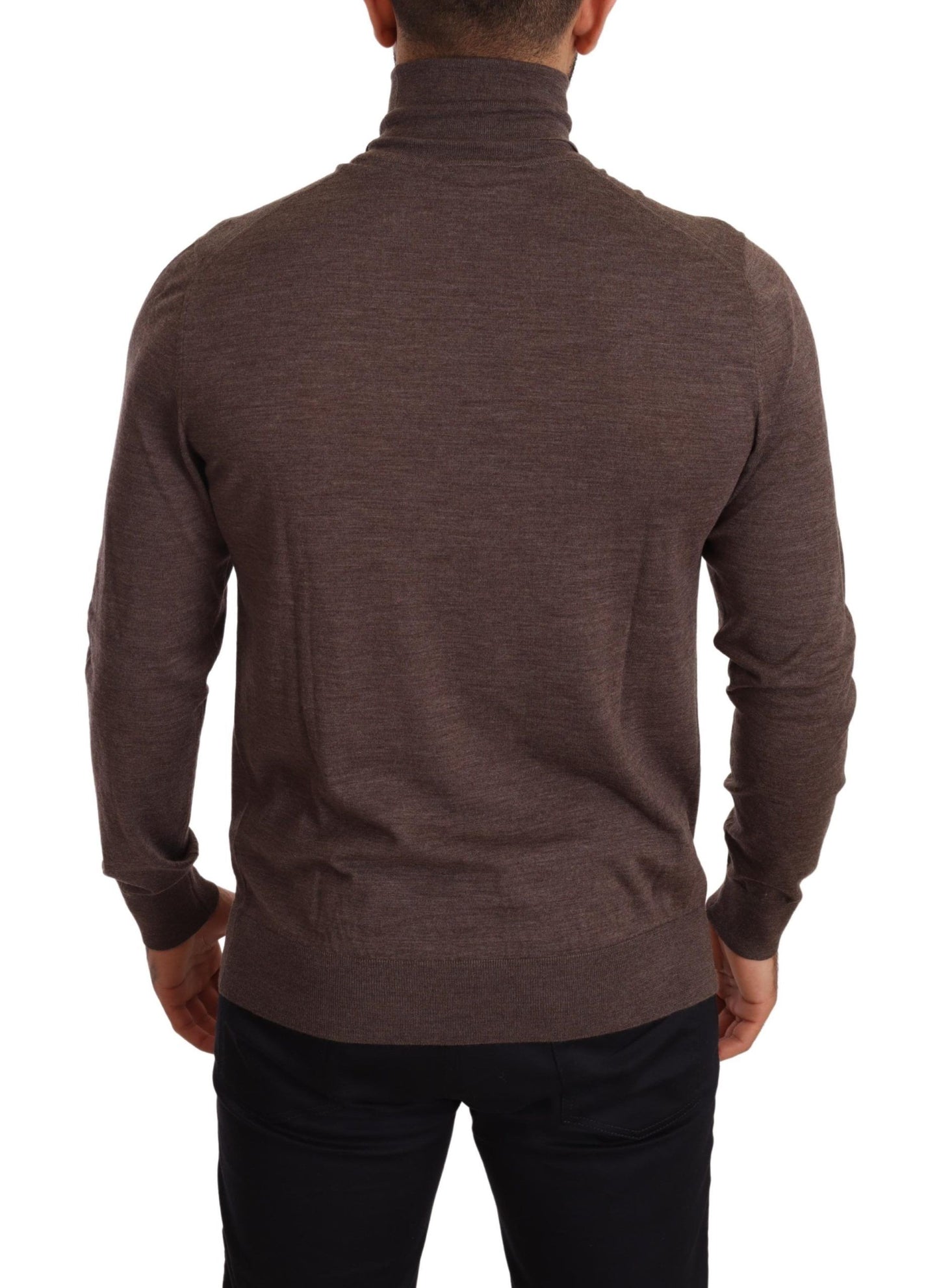 Elegant Turtleneck Wool Sweater in Brown