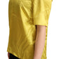 Yellow Silk Short Sleeve Blouse T-shirt