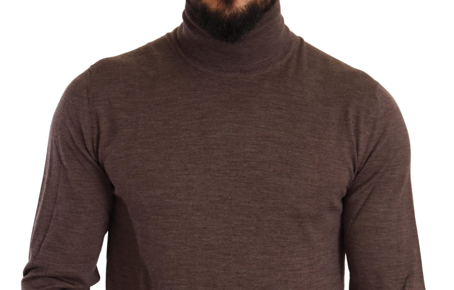 Elegant Turtleneck Wool Sweater in Brown